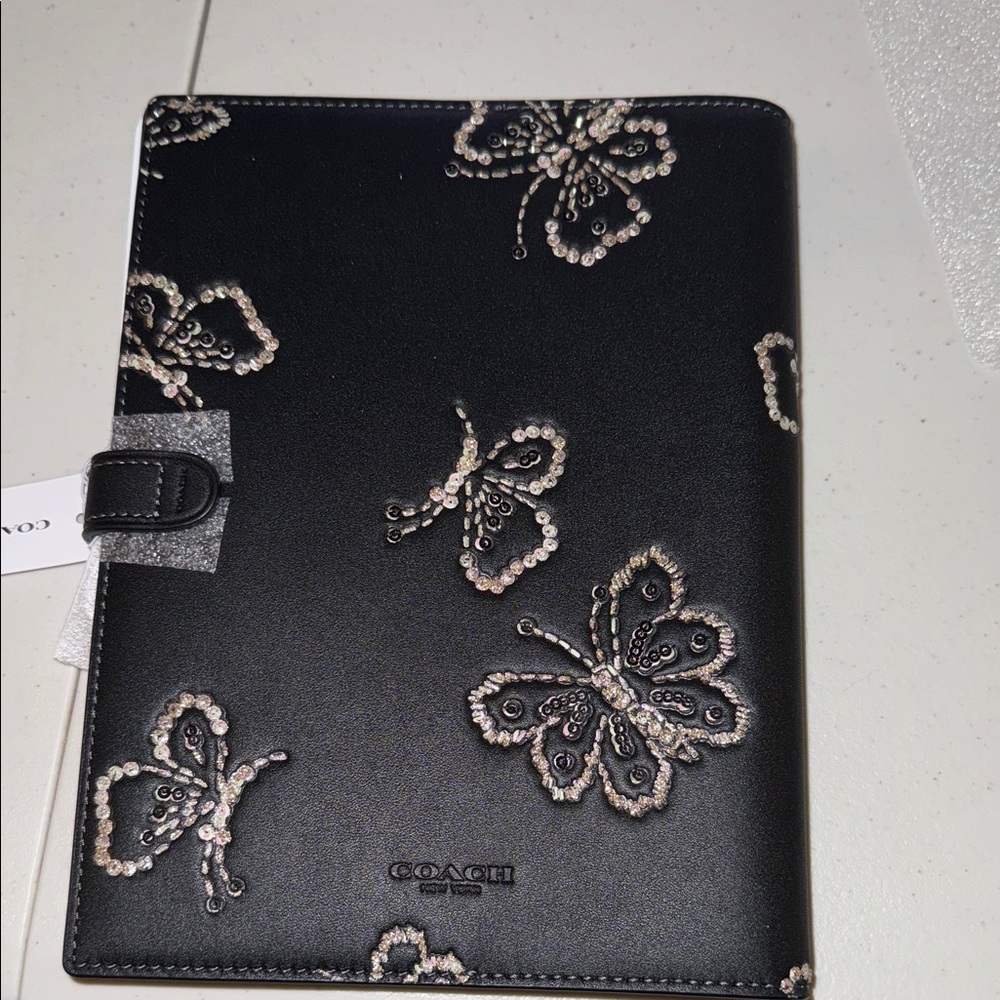 Coach Black Butterfly Embroidered Notebook Cover - Picture 3 of 3